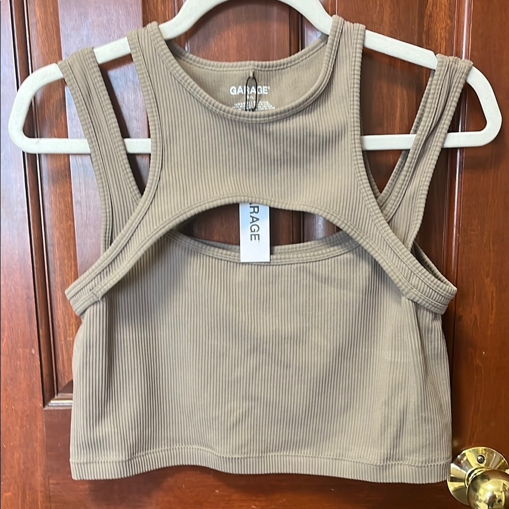 Garage Women's Tan Ribbed Crop Top